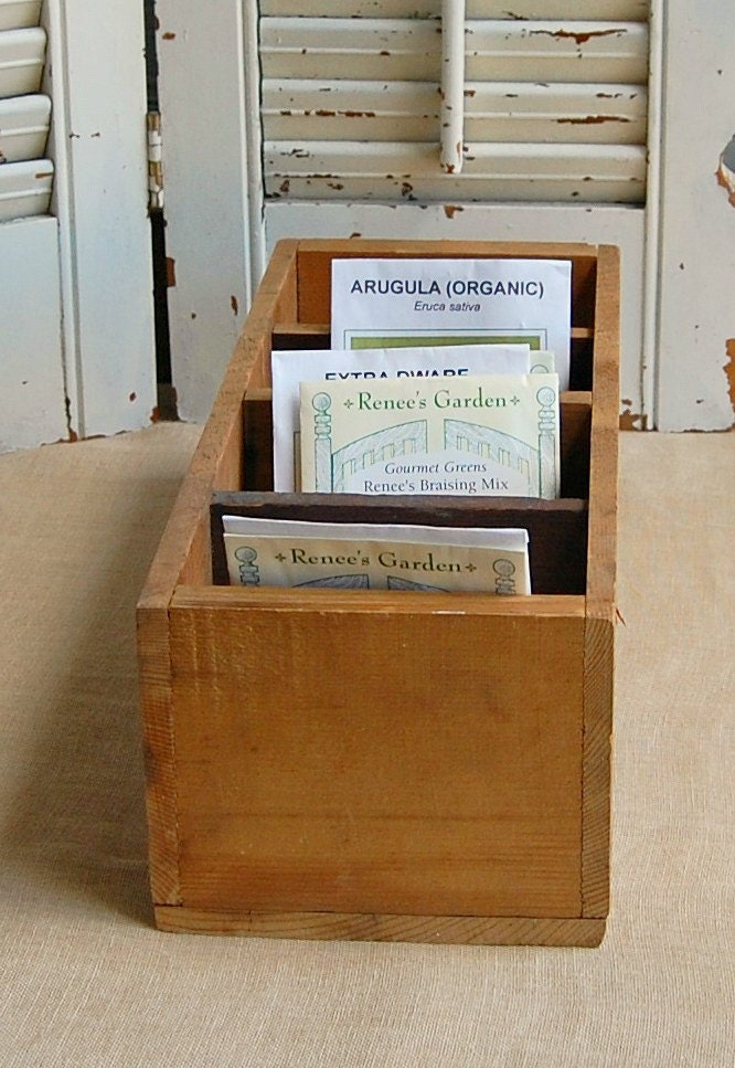 Rustic Vintage Wood Box Drawer Divided