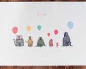 Baboons with Balloons Print