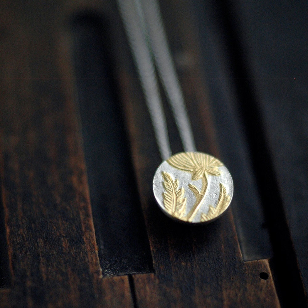 Small Golden Victorian vermeil floral pendant necklace