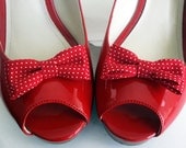 red polka dot bow shoe clips