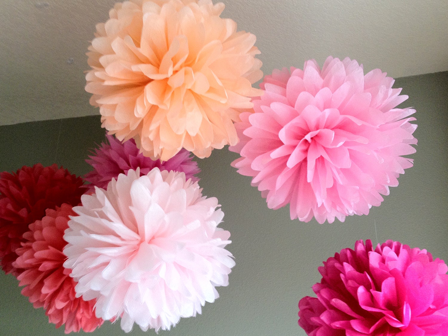 SALE 10 Tissue Paper Pom DIY Kit - Blush and Bashful - Portland Original - Feminine Pinkalicious Party Il_170x135
