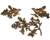 Vintage Mid Century Syroco 3 Piece Wall Hanging Birds Dogwood Blossoms