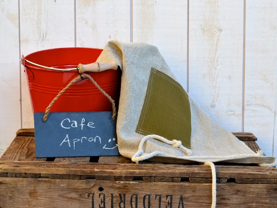 Ready To Ship.Cafe Apron NATURAL  French country  Linen / shabby chic kitchen
