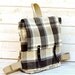 WATERPROOF Backpack in charcoal titanium Whitecap Gray plaid upholstery 12 POCKETS Spring fashion