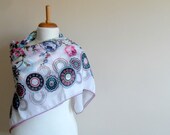 Circle Scarf, Pink Roses,Multicolor Shawl,Crocheted Lace Shawl, Fashion, Bridesmaid Gift, Infinity Scarf