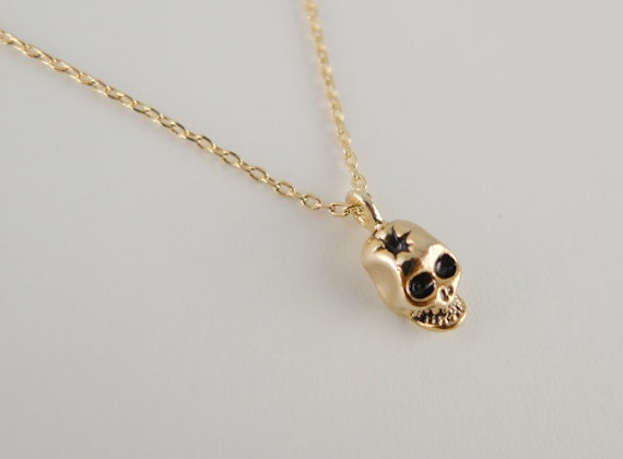 tiny gold skull necklace