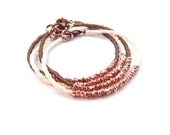 SALE // heartlines in brown & copper // dainty bracelet with mini geometric nugget copper beads and brown matte seed beads