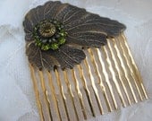Antiqued Gilded Leaf Crystal Hair Comb