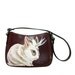 Black Friday Sale - Jackalope mini hobo purse handpainted by NYhop  - OOAK  - upcycled shoulder bag synthetic brown leather, vegan