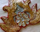 Applique Large Lily Flower Indian Golden Embellishment
