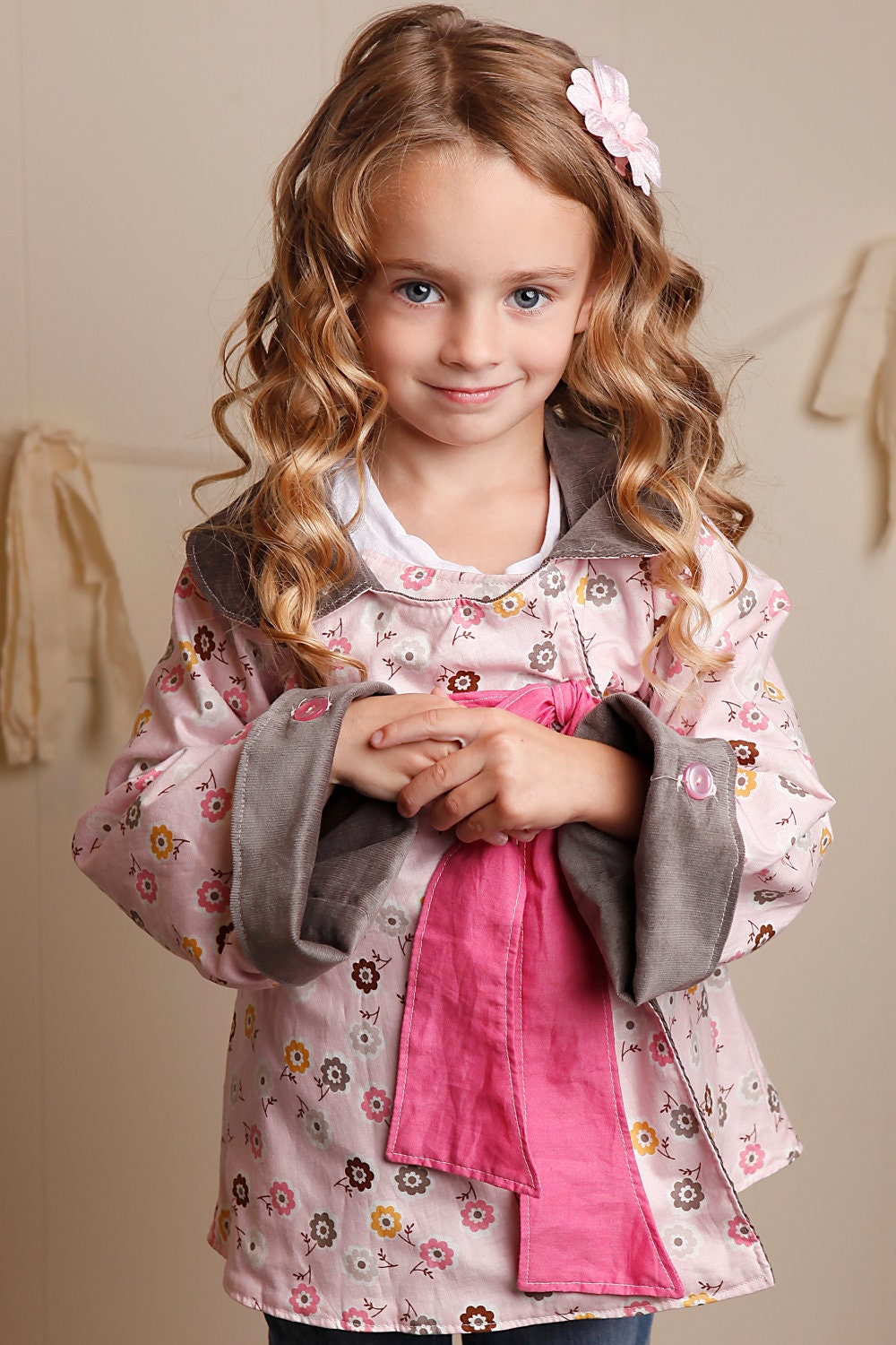 Reversible Little Girl Swing Cocktail Dress Coat with Bow Tie-Fully Lined with Bell Sleeves-12-24m, 2T, 3-4T, 5-6T