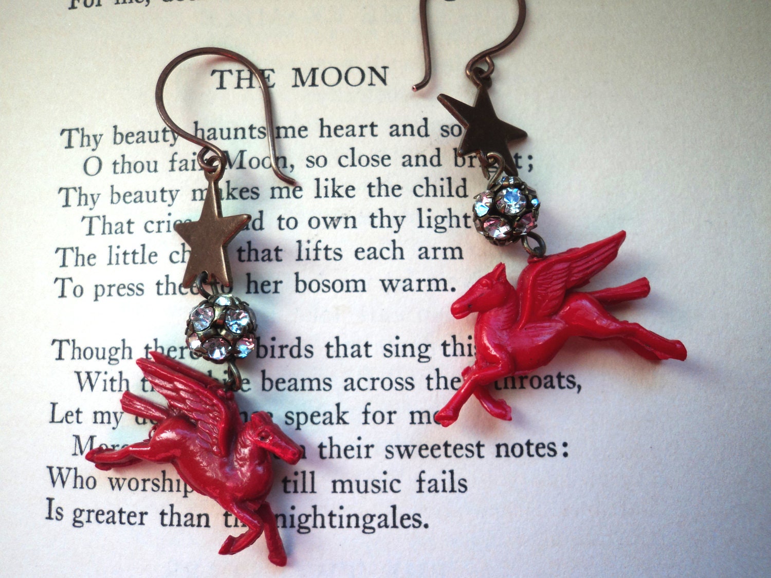 Flying Ponies - Vintage Mobilgas Pegasus Charm Earrings
