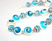 BLUE Conch SHELL Necklace - with Unique Spiral Conch Shell Beads with Blue Resin & Desert Turquoise by Mei Faith
