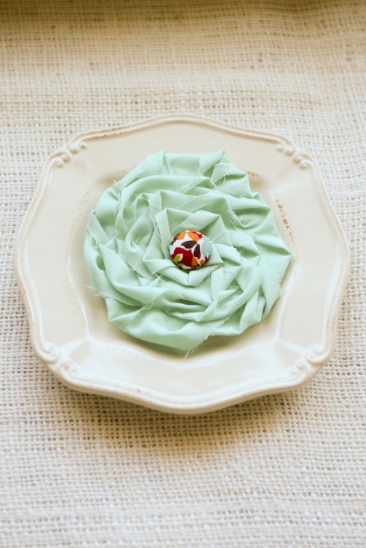 RUTH CLIP- TIffany Blue  rosette shabby chic hair clip