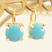 Turquoise Earrings - Dainty Swarovski Crystal Turquoise Jewel Gold Plated Lever Back Earrings - Wedding, Bridal, Bridesmaid