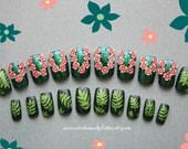 Kawaii Floral Fake Nails- Pink Lei- 3D Japanese Nail Art