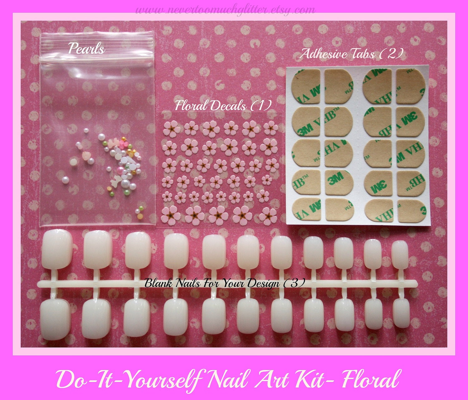 DIY Nail Kit- Fun Holiday Craft, Stocking Stuffer, DIY Nail Art Kit- Choose Holiday or Floral Kit