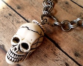 Smile a Ghoulish Skull Halloween Necklace