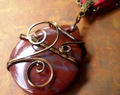 Brass Wire Wrapped Jasper Pendant