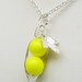 Two Peas In A Pod Neon Yellow Pendant Necklace - Retro Style