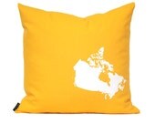 Map of Canada Pillow Cover in Yellow