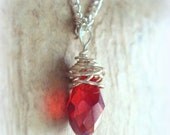 Brilliant Ruby Red Crystal Necklace Sterling Dainty July Birthstone Jewelry  Handmade Jewelry on Etsy