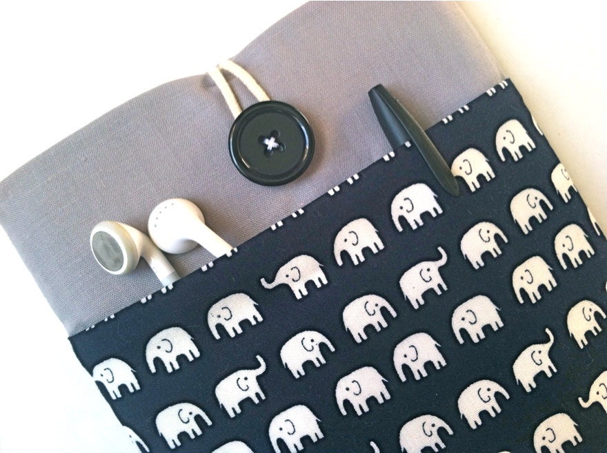 iPad Mini Case Sleeve Padded 7 inch Tablet Cover with Pocket - Elephants