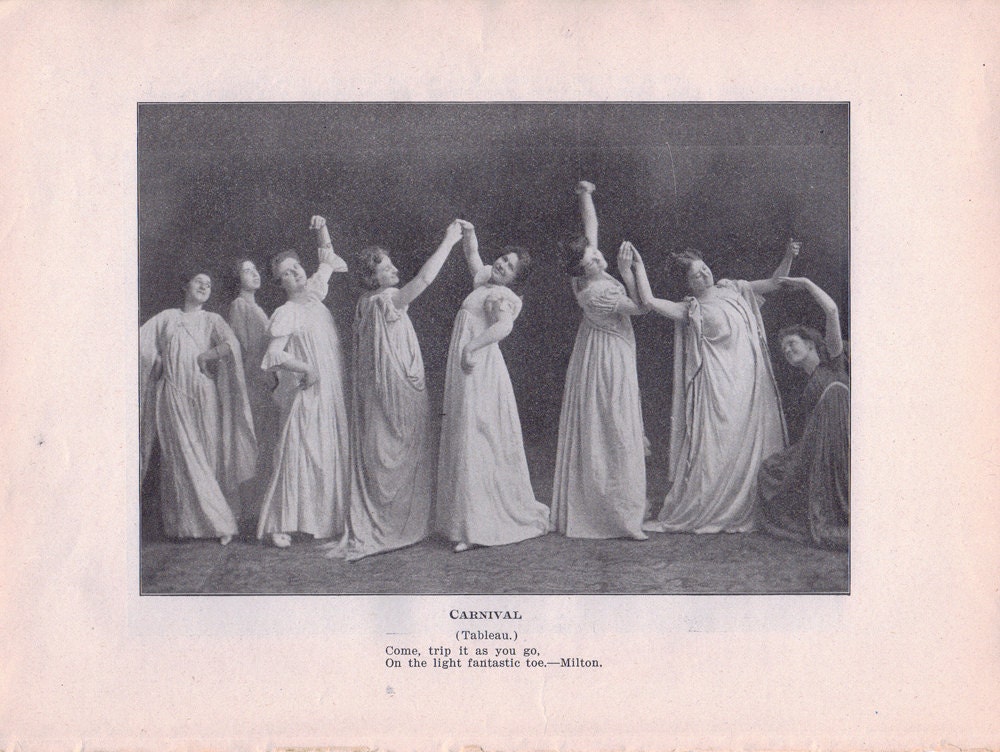 Antique Book Plate - Carnival and Flight From Pompeii -  Victorian Tableau Photos - 1901 Soper's Select Speaker