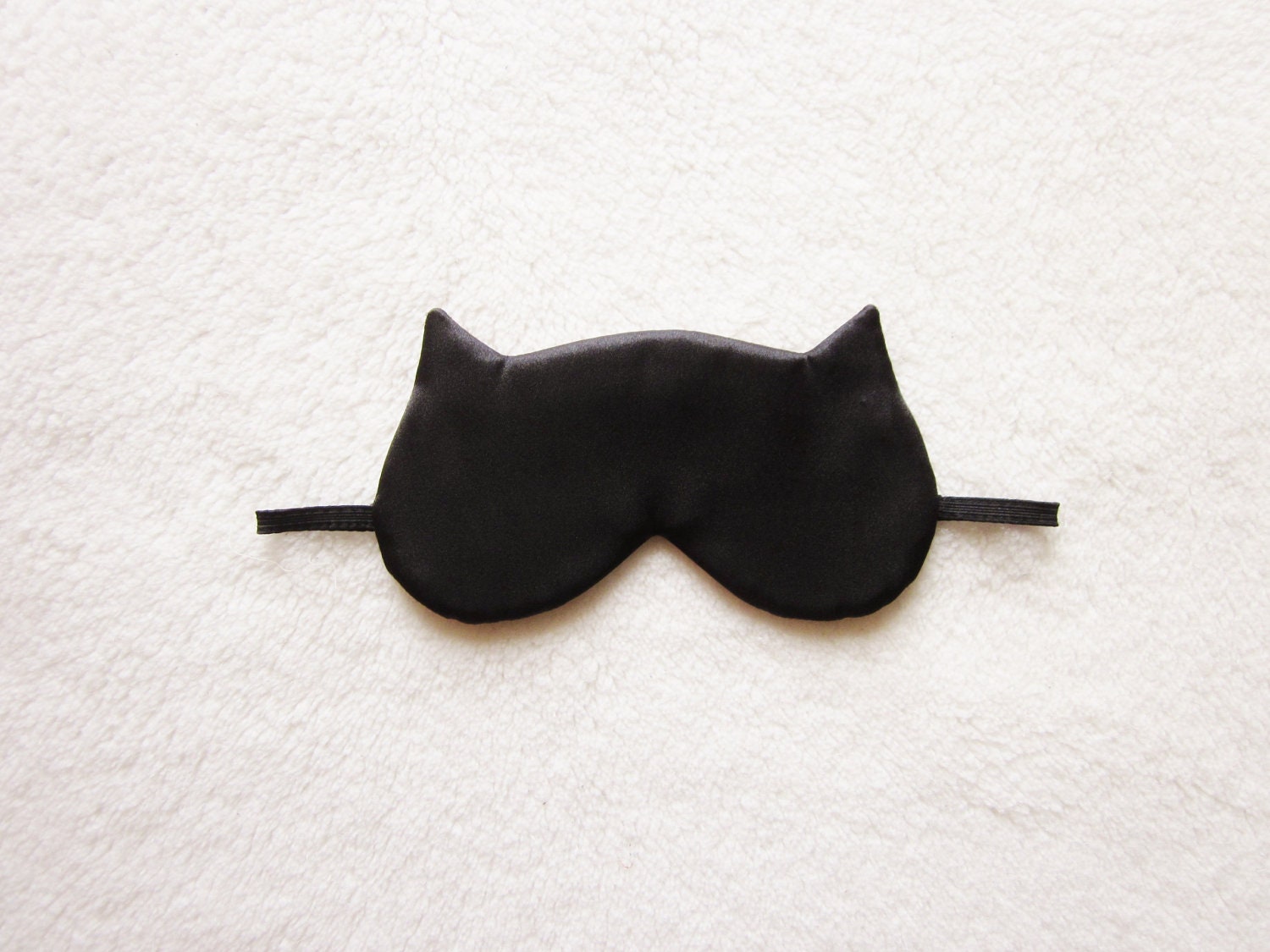 Black Satin and Cotton  Cat Eye Mask