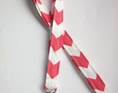 Lanyard  ID Badge Holder - Coral Chevron zigzag Zig zag  - Lobster clasp and key ring