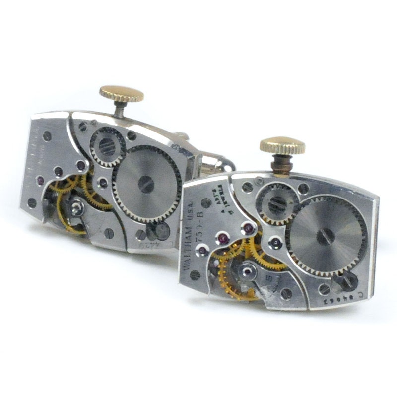 Steampunk Antique 1950's Waltham Watch Cuff Links