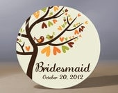 Pocket Mirror - Personalized Autumn Tree Bridesmaid 3.5 inch Pocket Mirror with Gift Bag - Weddings Bridal Shower Favor - Bridesmaid Gift