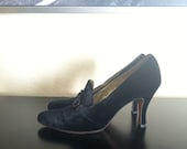 Salvatore Ferragamo Black Velvet Court Shoe
