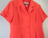 Vintage Jessica Howard Plus Coral Shirt Dress, Petite Plus Size, XL 16 or 18