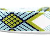 Blue Plaid Dog Collar - Art Deco Plaid in Blue - Made to Order in Your Choice of Size