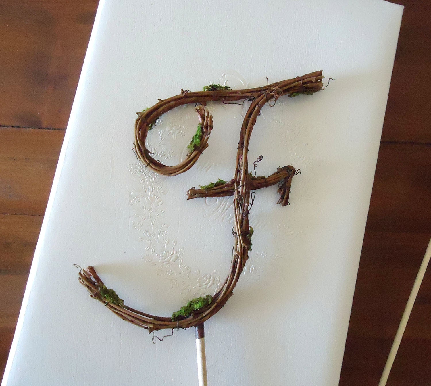 Rustic Wedding Cake Topper 6" Script Initial - Any Letter