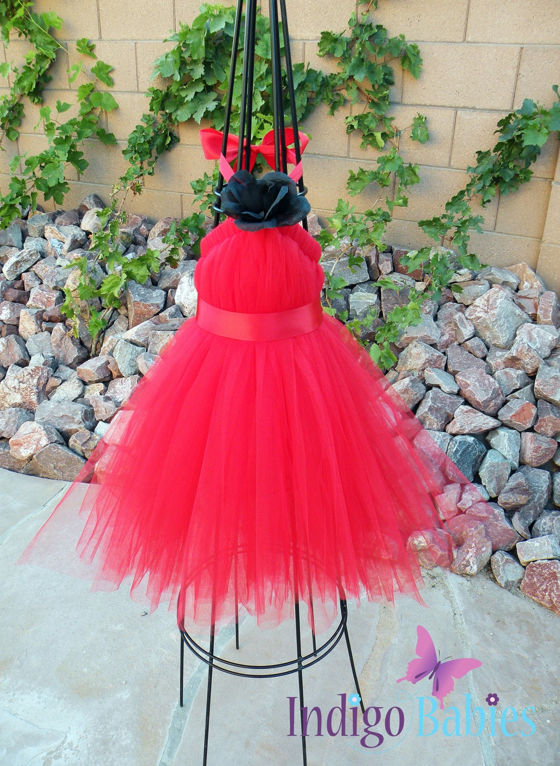Tutu Dresses, Tutu Dress, Flower Girl Dress, Red Tulle, Scarlet Satin Ribbon, Black Rose, Formal Dresses, Portrait Dress, Wedding