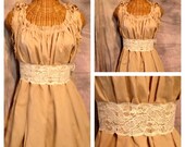 RESERVED Ivory Sash Dress Belt Tan Knee Length Leaves Custom Order Wedding Womens Bridal Maternity Prenatal