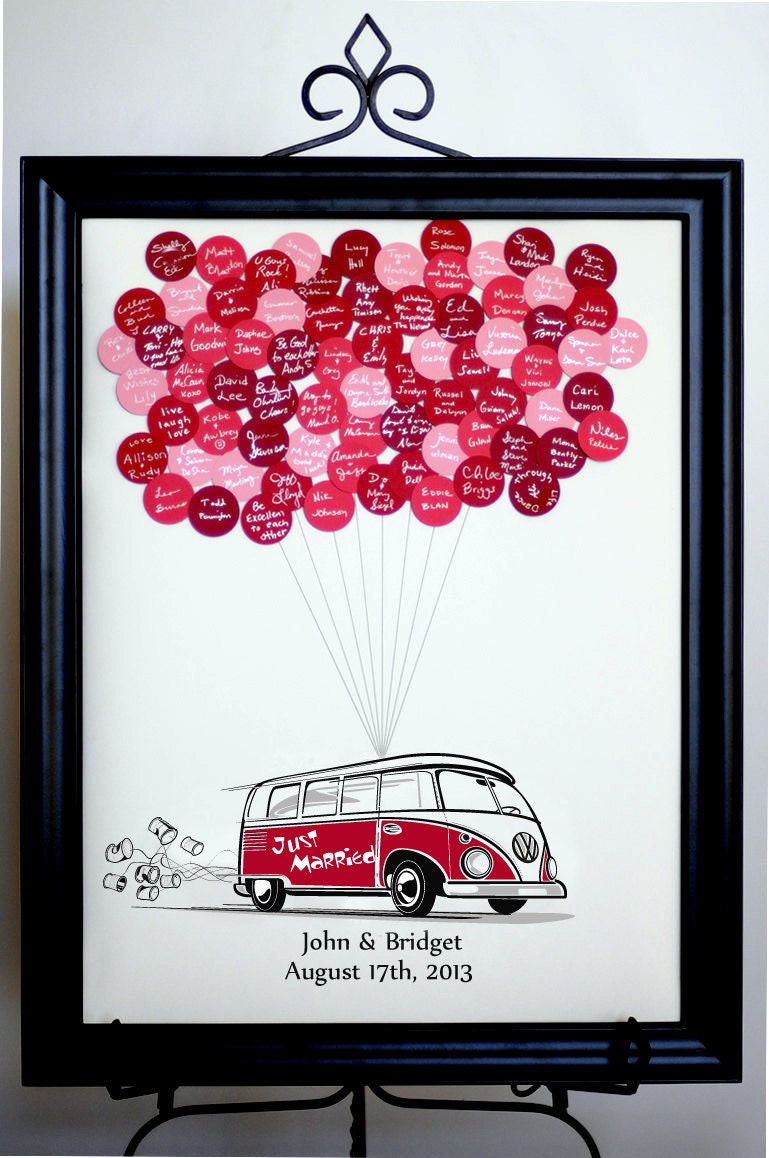 Wedding Guest Book Balloons VW Bus for up to 150 Guests