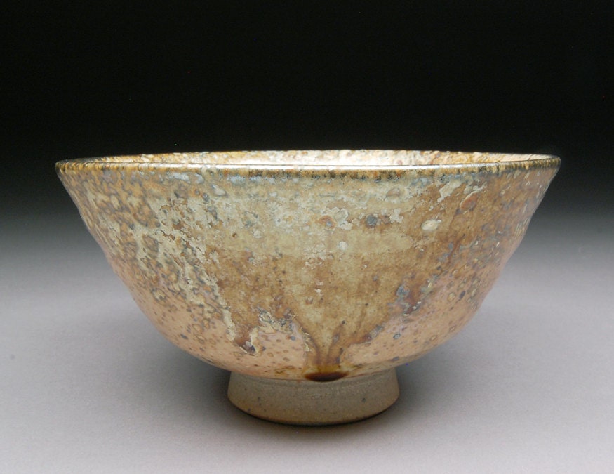 Summer Matcha Chawan Teabowl Tea Ceremony Glazed with Shino, Wood Ash and Rutile...Unique