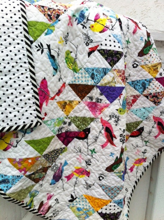Baby Quilt- Baby Gift- Shower Gift- Bird Quilt- Birds