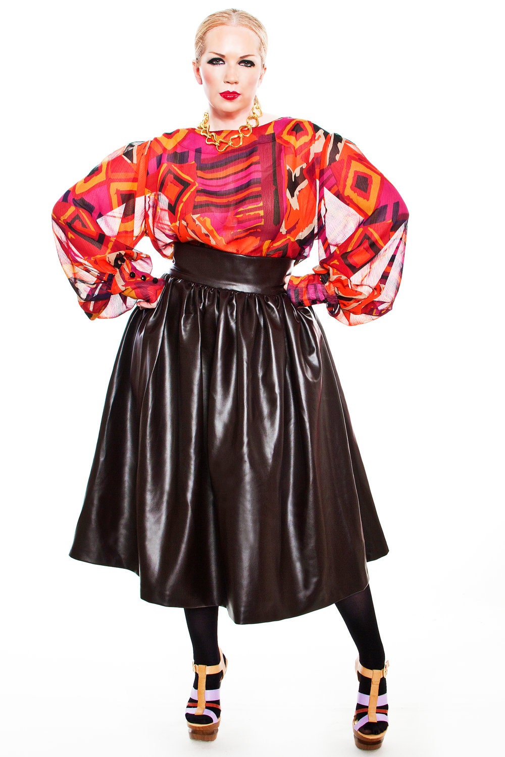 JIBRI Plus Size Faux Leather High End Designer Plus Size Women's Clothing JIBRI Plus Size Faux Leather