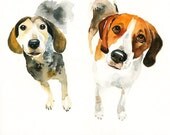 CUSTOM of your favorite couple OF PETS Original watercolor painting 8x10inch