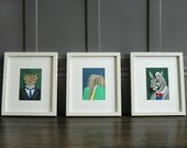 Set of Three 5x7 Animal Giclee Prints