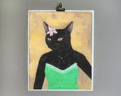 8x10 - Art Print - Black Cat - Signed by Artist