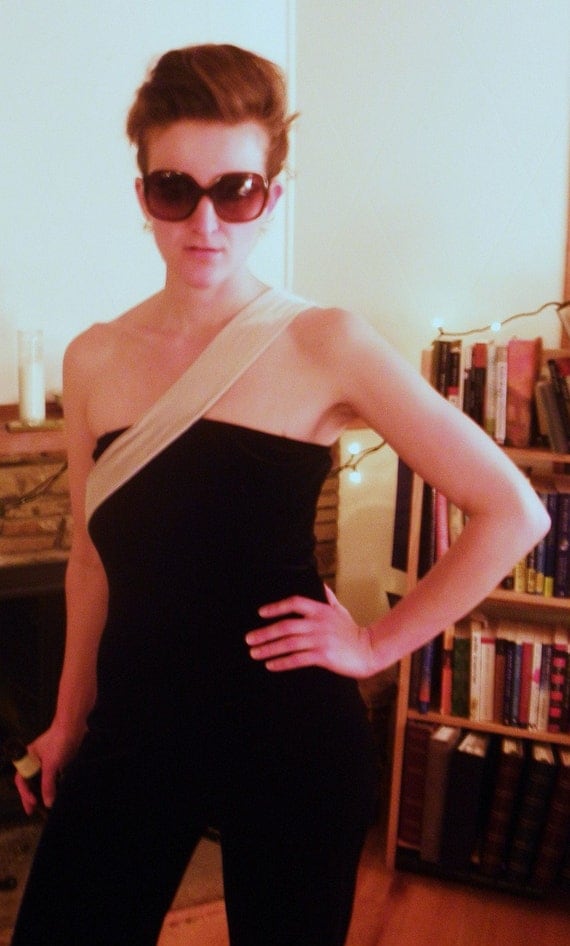 Dancing Queen Black Velvet Disco Jumpsuit by Band Shoppe S/M