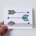Arrows, Native American, Hunger Games, Set of Four Arrow Folded Note Cards, Stationery, Hand Drawn, Illustration, Feathers