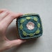 Embroidered Teal Green and Pink Wool Felt Pincushion