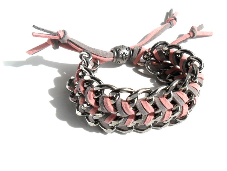 Gunmetal Chevron chunky chain bracelet pastel fashion