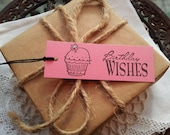 Birthday Wishes Cupcake Tags Pink Set of 10